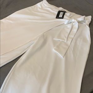 PLT+ White Wrap Detail Extreme Wide Leg Trouser